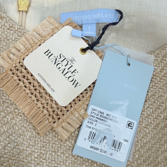 Antonio Melani X The Style Bungalow Manana Mini Raffia Dress NWT Natural $199 - Picture 10 of 14